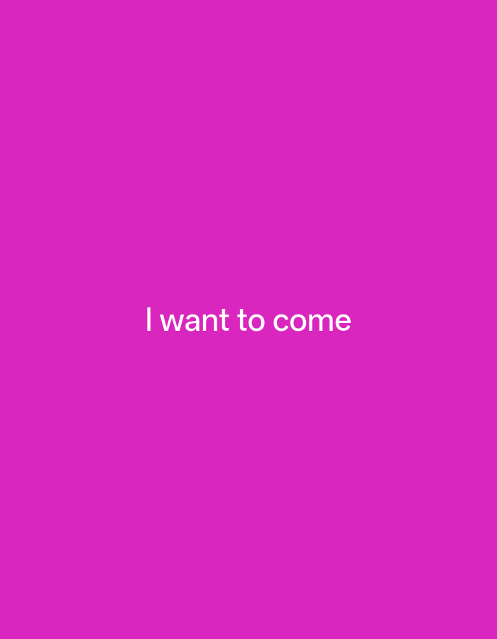 The image is a plain, bright pink background with the white text "I want to come" centered. There are no discernible features of Payagaboh, Indonesia, or any people or objects present. The description is purely based on the visual elements of the provided image.