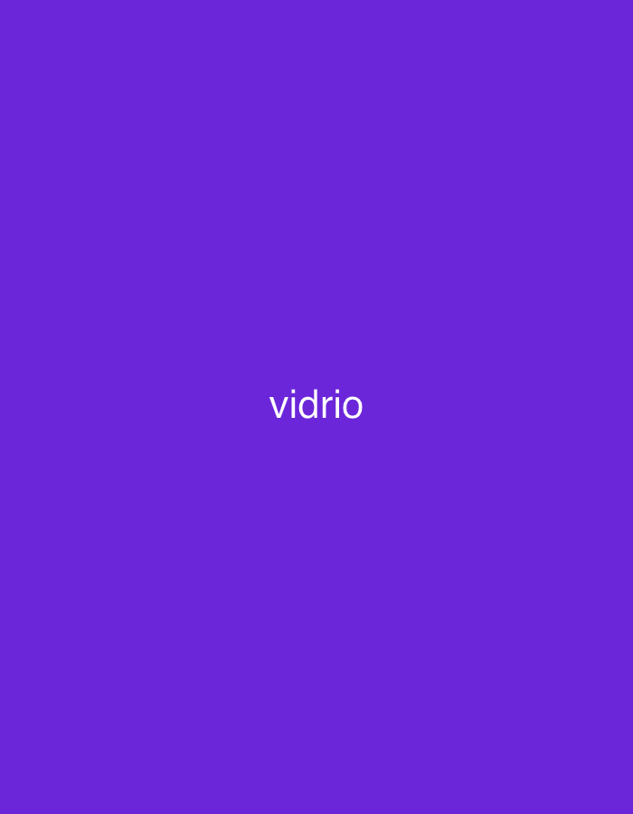 The image displays a solid, vibrant purple background, uniformly colored. Centered horizontally and vertically within the frame is the word "vidrio" written in white, sans-serif lowercase letters. There are no other subjects, objects, or elements present in the scene. No activity or event is depicted. The image does not provide any cues regarding time of day, weather, or specific geographic location such as Santa Ana, Venezuela. The dominant feature is the textual element against the monochromatic purple backdrop. The overall aesthetic is minimalist and graphic.