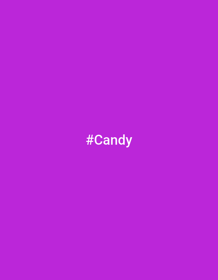 A purple square displays "#Candy" in white, centered. No location information is given.