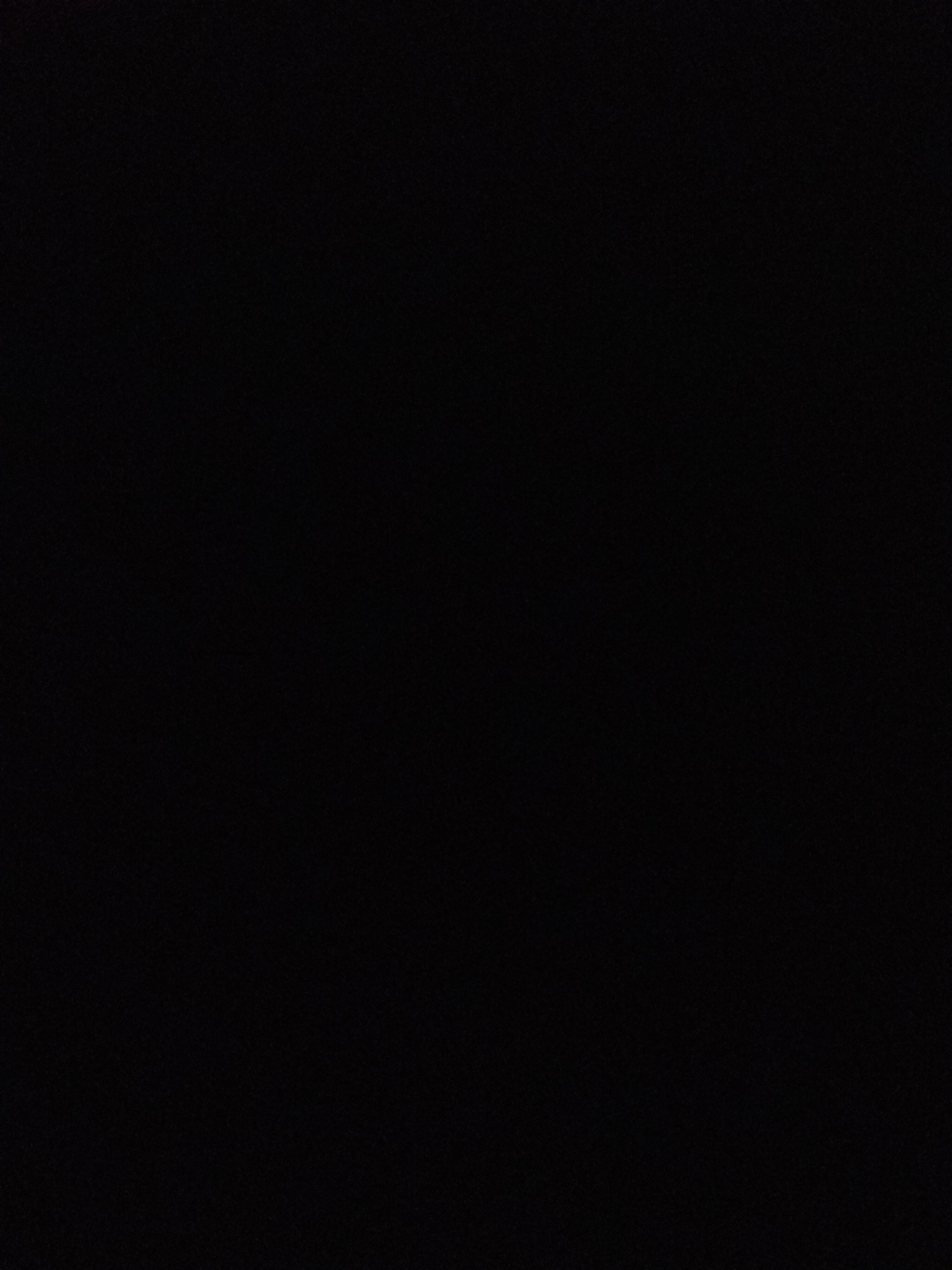 The image is entirely black, indicating a lack of visible content or an underexposed photograph. There is no discernible scene, people, subjects, objects, actions, interactions, or environment to describe. The location in the city of Unknown, Unknown is therefore not identifiable.