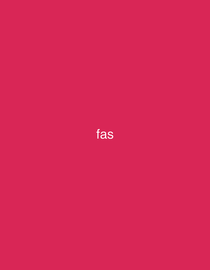 The image presents a minimalist digital graphic featuring the three lowercase white letters "fas" centrally positioned against a solid magenta-red background. No discernible environmental context, individuals, objects, actions, or interactions are depicted. The graphic offers no visual information to suggest a specific physical location in Casablanca, Morocco, or any other geographic area.