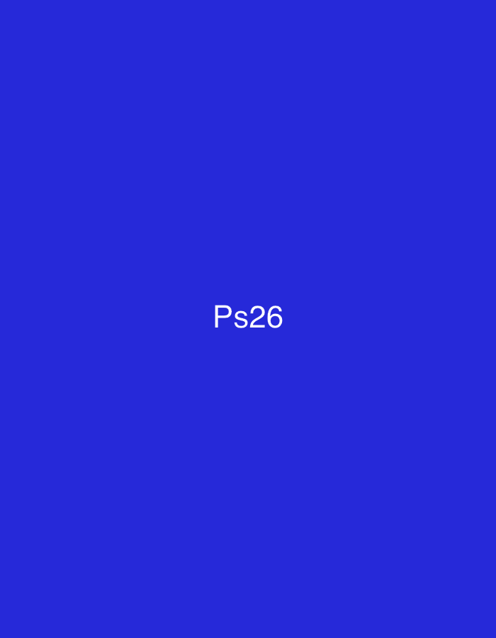 The image is a plain blue background with the text "Ps26" in white, centered horizontally and vertically. There is no discernible location in Casablanca, Morocco, or any people, subjects, objects, actions, or interactions depicted.