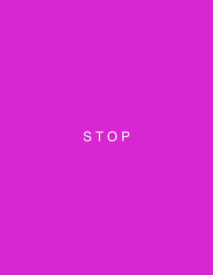 The image is a vertically oriented, high-contrast photograph featuring a solid, vibrant pink background. Centered horizontally and positioned in the lower third of the frame are the white, sans-serif capital letters spelling out "STOP". There are no other discernible objects, people, or environmental elements in the image. Its specific location within Zvezdara Urban Municipality, Serbia, cannot be determined from the visual information provided.