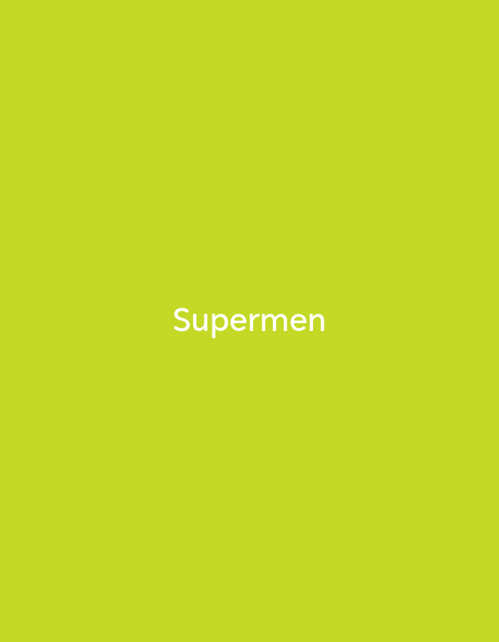 The image displays the word "Supermen" in white, sans-serif font centered horizontally and in the lower half of a lime green background. The background appears to be a solid color with no discernible features or texture. There are no people, objects, or environmental details visible in the image. The image is a simple graphic with text. There is no information within the image itself to suggest a location in Bishkek City, Kyrgyzstan.