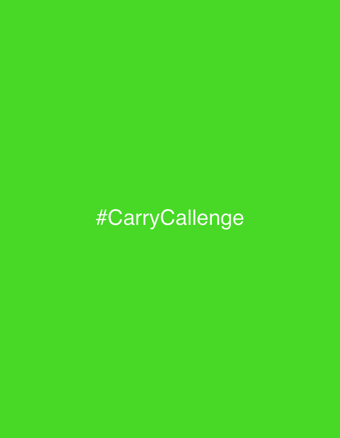 The image is a solid green background with the text "#CarryCallenge" in white, centered vertically and horizontally. There are no people, objects, actions, interactions, or any environmental context depicted. The location of Прикамский, Russia, is not visually discernible from the image.
