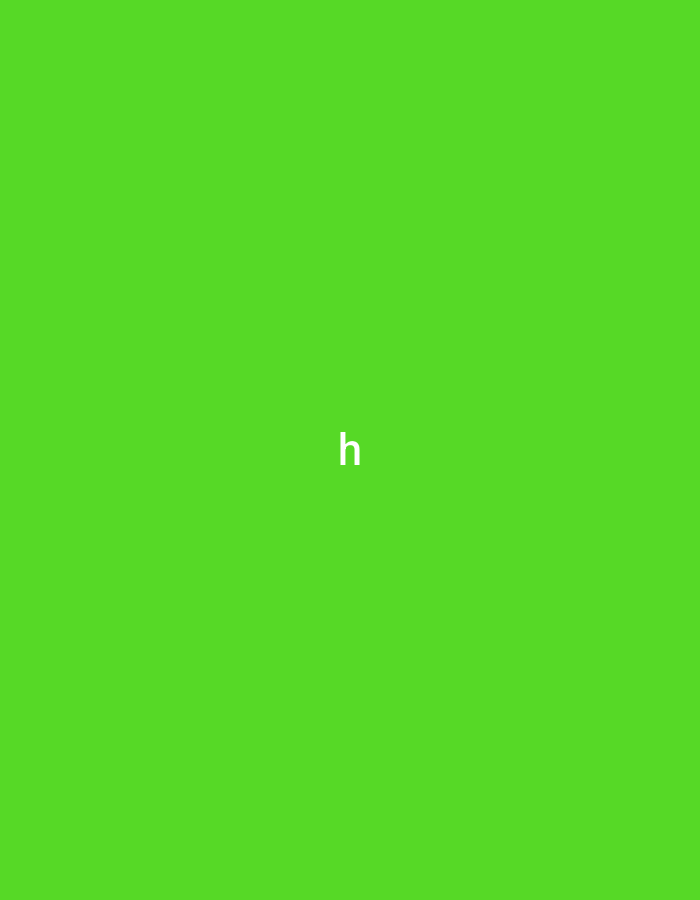 A white lowercase letter "h" is centered against a green background.