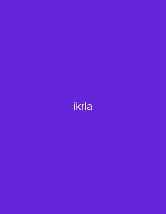The image displays a solid, uniform purple background. Centered within this background is the word "ikrla" rendered in white, sans-serif, lowercase letters. There are no discernible people, animals, objects, or environmental features such as landscapes, buildings, or furniture present within the frame. No actions or interactions are depicted. The visual content of the image provides no information to indicate a specific geographic location, including the city of Casablanca, Morocco, or any other location.