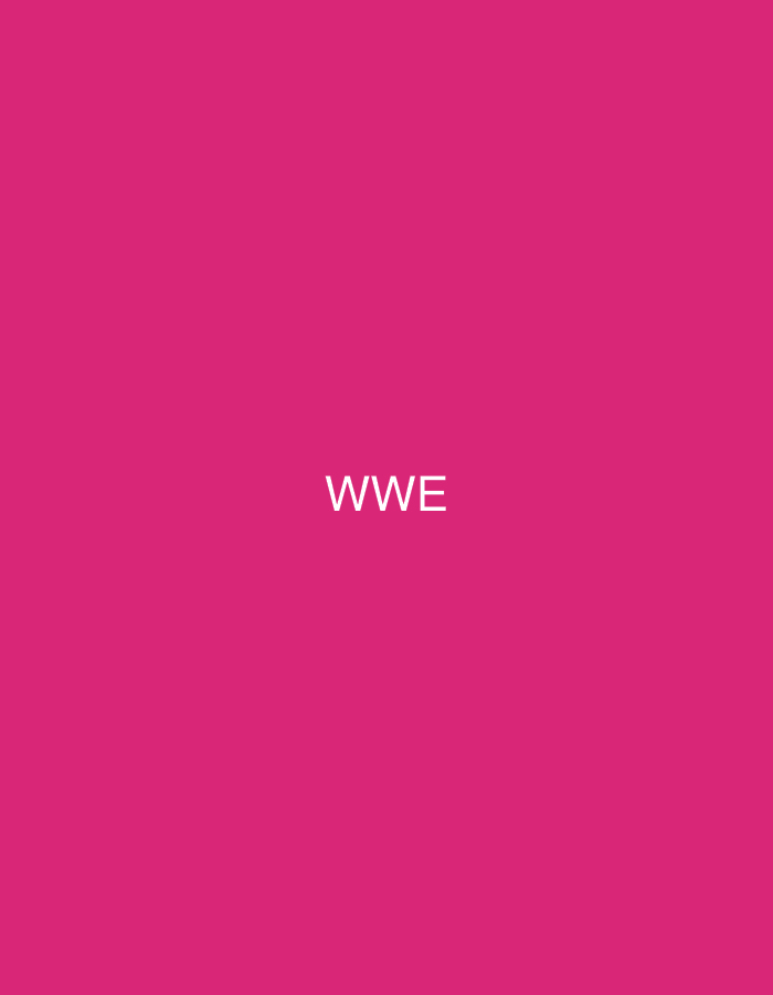 The image displays a solid magenta background, precisely hex code #E92182. Centrally positioned on this uniform background are the three uppercase letters "WWE" rendered in a stark white, sans-serif typeface. No other subjects, objects, individuals, actions, or environmental details are depicted within the frame. This scene is located in the city of Casablanca, Morocco.