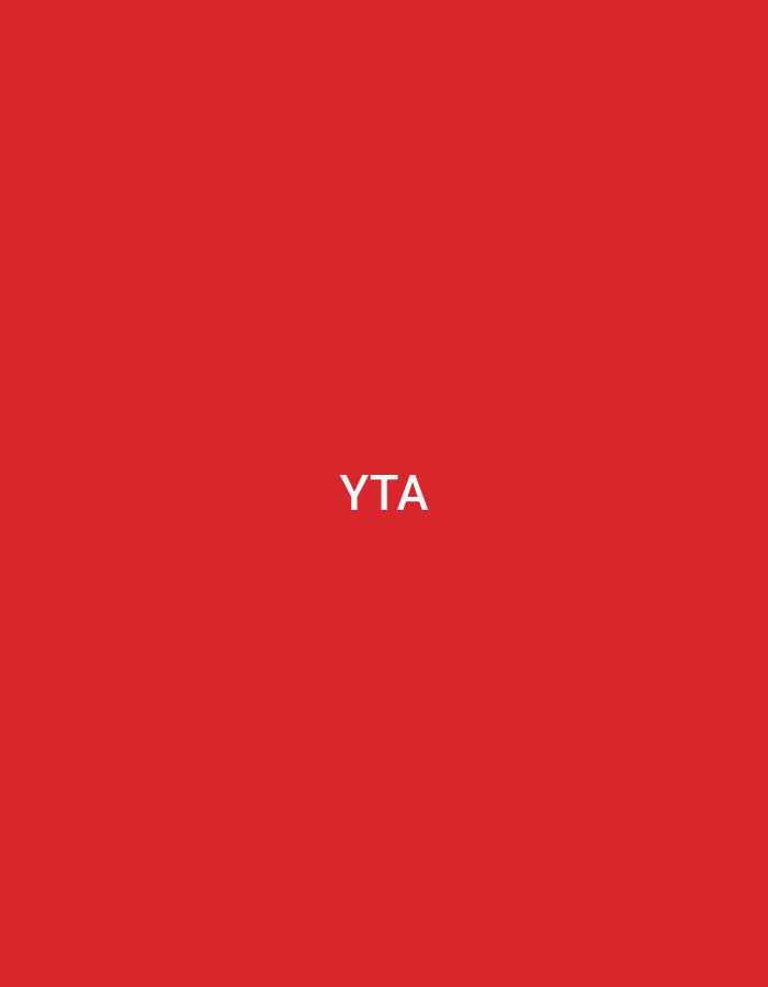 The image displays a solid red background with the white uppercase text "YTA" centrally positioned. The text is rendered in a clear, sans-serif font. No discernible people, objects, actions, interactions, or environmental features are present within the image. There are no visual indicators or markers that would suggest a specific geographical location, including the city of Casablanca, Morocco.