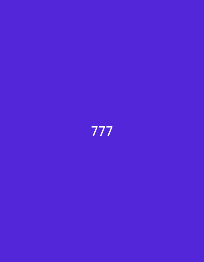 The image displays a solid, uniform violet-blue background. Centrally positioned on this background are three white sans-serif numerical digits, "777". There are no other discernible elements, figures, objects, or environmental features within the image. The composition is entirely abstract; therefore, no geographical location, including Pokrovnik, Bulgaria, can be determined or inferred from the visual content.