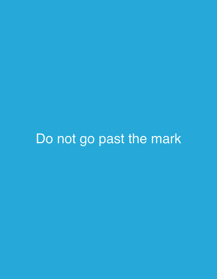 The image shows a solid blue background with the white text "Do not go past the mark" centered horizontally and positioned in the upper half of the frame. There are no people, specific objects, or environmental details visible that would allow for an identification of its location in New Stadium, Nigeria.