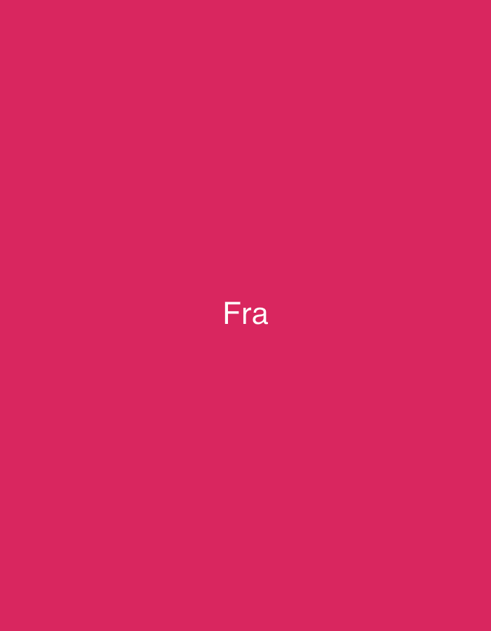 The image displays a solid, deep pink background with the white text "Fra" centrally positioned. This is an abstract graphic composition, entirely devoid of any visual features, architectural details, or environmental cues that would indicate a specific geographical location such as Casablanca, Morocco. No people, physical objects, actions, or interactions are depicted within this digital scene.
