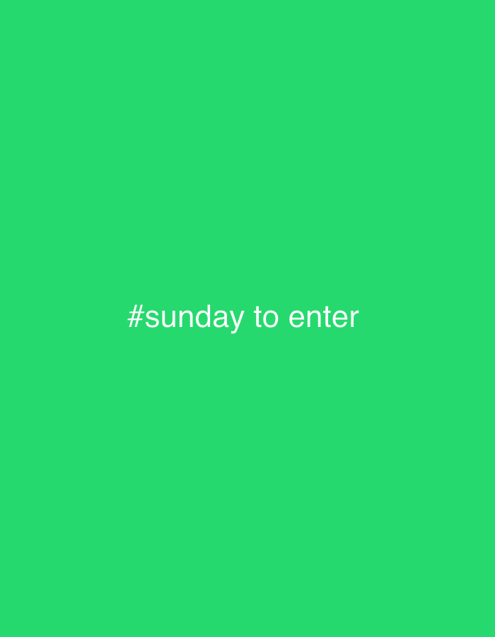 The image shows a plain green background with white text in the center that reads "#sunday to enter". There is no information available about the city of Rezovo, Bulgaria, in this image.