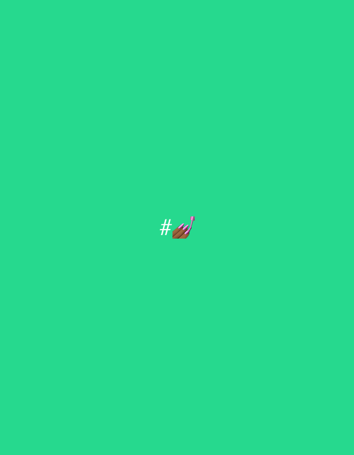 The image is a solid green background with a small graphic in the center. The graphic consists of a white hashtag symbol to the left of a hand emoji. The hand emoji is a light brown skin tone with long, pointed fingernails painted a light pink or purple color. The image does not contain any elements that can be used to identify a specific location in North Kuta, Indonesia.