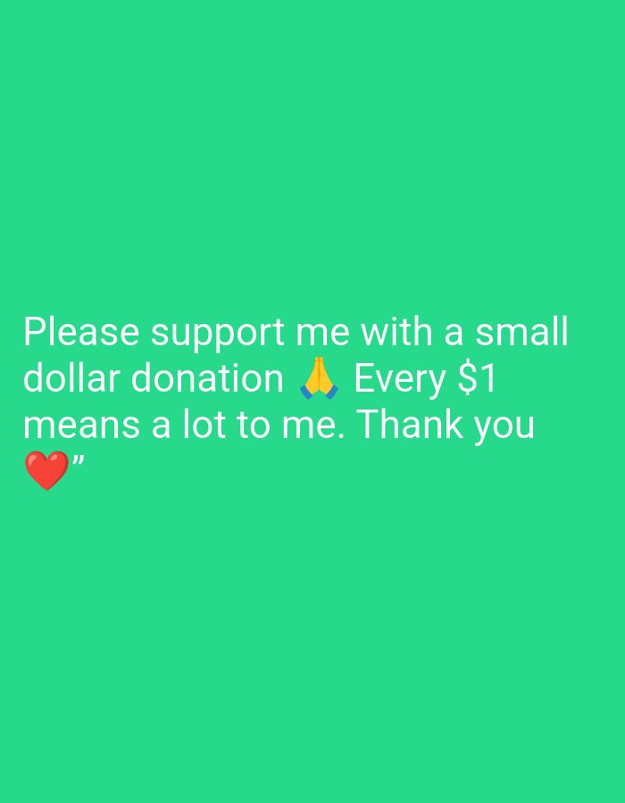 The image shows a green background with white text that reads, "Please support me with a small dollar donation 🙏 Every $1 means a lot to me. Thank you ❤️". There are also emojis of praying hands and a red heart. The location of Bukit Ketok, Indonesia is not depicted or referenced in the image.