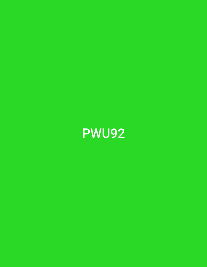 A green background with the white text "PWU92" in the center. There is no additional information to infer a location in Al Khobar, Saudi Arabia. The scene contains no people, actions, interactions, or additional objects beyond the textual element.