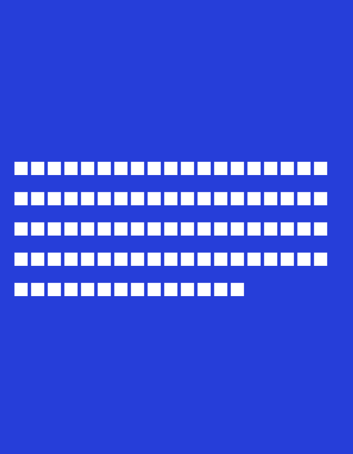 The image displays a solid blue background with a pattern of white squares arranged in rows. The top row contains 42 squares, the second row contains 42 squares, and the third row contains 19 squares. There is no discernible city or location information present in the image itself.