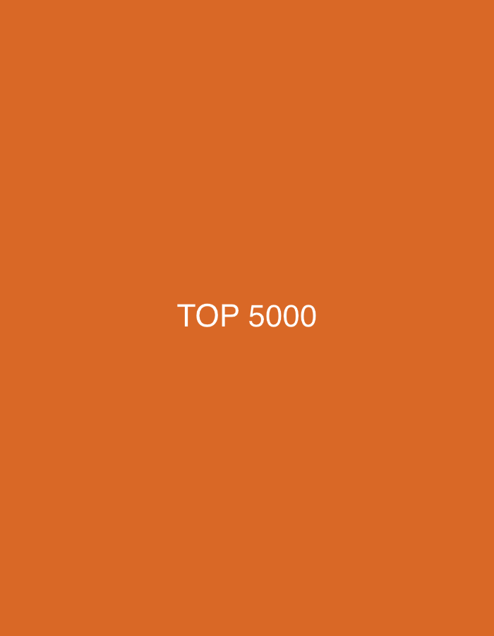 The image is a full-frame, medium shot of an orange background with the white text "TOP 5000" centered horizontally and positioned slightly below the vertical center of the image. There are no people, specific landmarks, or discernible environmental details present. The location is unknown.