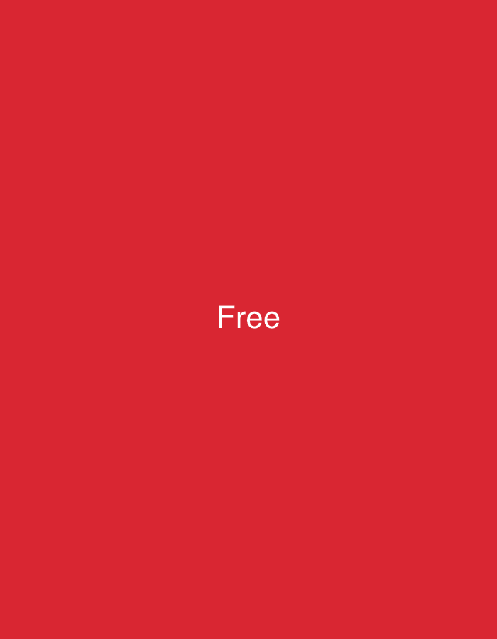 This image, originating from Casablanca, Morocco, presents a minimalist composition. The predominant feature is a solid, uniform red background, devoid of texture or gradient. Precisely centered within this red field, the word 'Free' is displayed in white, sans-serif typography, with the 'F' capitalized and the remaining letters lowercase. No additional subjects, objects, or environmental elements are depicted within the image frame. The scene is abstract, focusing solely on the juxtaposition of the white text against the red backdrop.