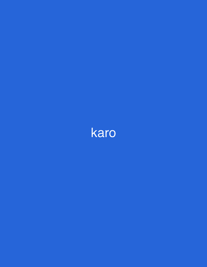 The image displays a simple graphic featuring the word "karo" written in white, lowercase letters. The text is centrally positioned against a solid, bright blue background. There are no other discernible subjects, people, objects, or activities depicted in the image. The scene is devoid of any specific setting or environmental cues, making it impossible to determine a time of day or location based solely on the visual content. No other text is visible. While the provided context suggests Yerevan, Armenia, the image itself offers no visual identifiers to support this location.