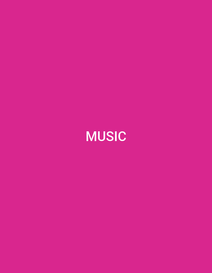 The image shows the word "MUSIC" in white capital letters against a bright pink background. The text is centered horizontally and vertically on the screen. There are no people, objects, or environmental details visible. There is no information in the image that connects it to Küçükçekmece, Turkey.