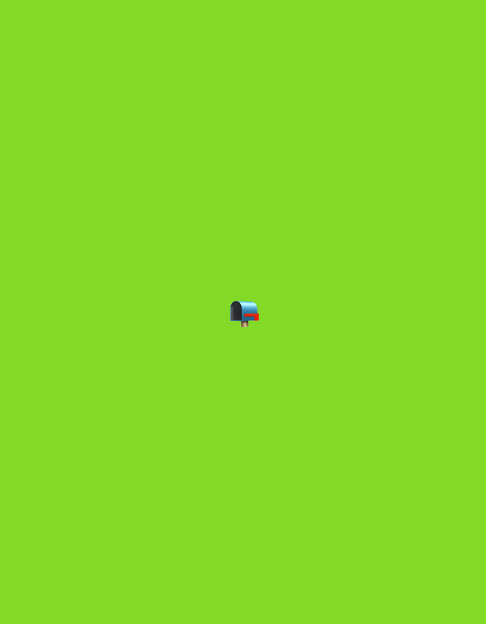 An illustration of a blue mailbox with a red flag is centered on a vibrant green background. The mailbox is depicted from a slightly elevated perspective, with its door ajar. The image is devoid of any context related to the city of Moscow, Russia, or any other real-world environment. There are no people, animals, or specific objects that would indicate a location.