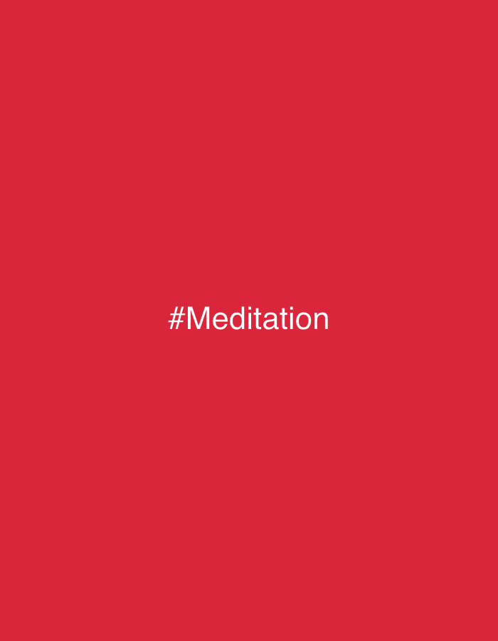 A red square with the text "#Meditation" in white font in the center.