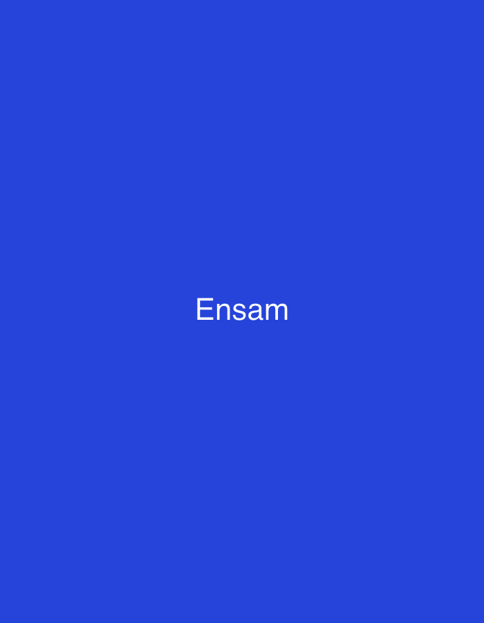 The image presents a solid, uniform royal blue background. Centered horizontally and slightly above the vertical midpoint of the frame, the word "Ensam" is displayed in white, sans-serif text. There are no other discernible objects, subjects, people, actions, or environmental details present. This visual is associated with the city of Casablanca, Morocco.