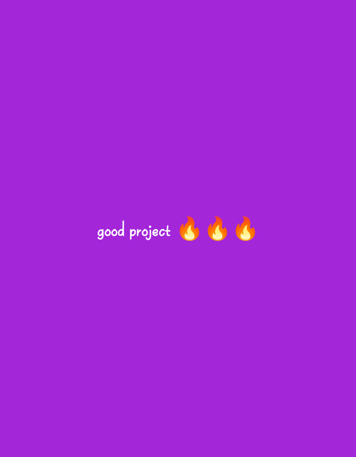 The image is a digital graphic with a solid purple background. In the center of the image, the words "good project" are written in white text, with three fire emojis to the right of the text. There is no visible location in the city of Garut, Indonesia, or any discernible real-world scene depicted.