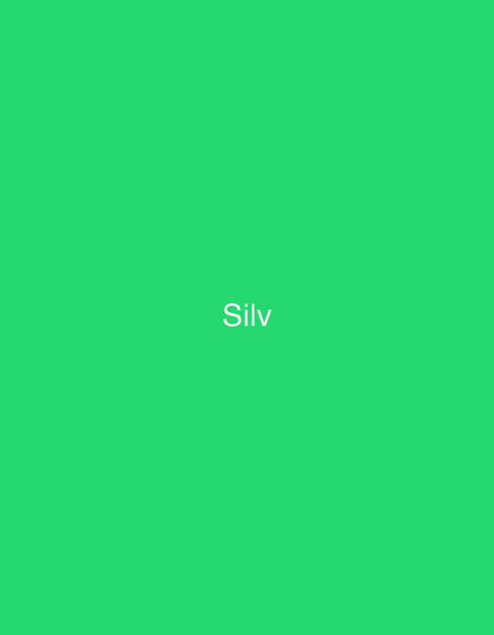 The image displays a flat, solid, bright green background. Centered horizontally and slightly below the vertical midpoint, the word "Silv" is rendered in white, sans-serif typeface. No other elements, figures, objects, or discernible environment are present in the image.