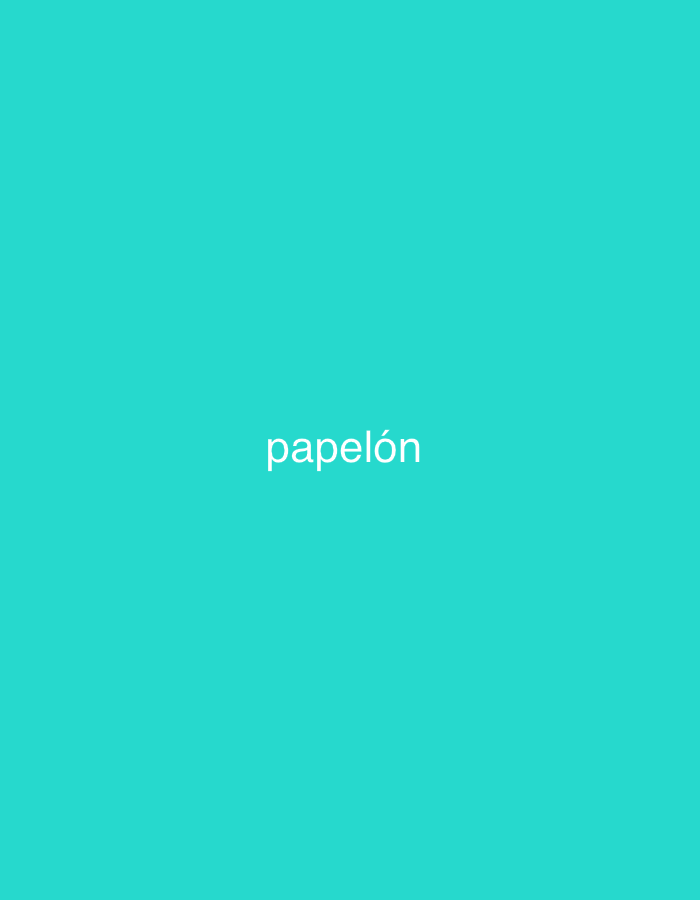 The image features a minimalist graphic design with a solid, vibrant turquoise-cyan background. Centered horizontally and vertically on this colorful canvas is the word "papelón" written in white, uppercase letters. The text uses a clean, sans-serif font, providing high legibility against the bright backdrop.
There are no people, objects, or discernible scenes depicted beyond the colored background and the text. No activity or event is taking place; the image is static. Notable details include the vivid, uniform color of the background and the precise centering of the text. There are no visual cues regarding the time of day, weather, or specific location landmarks.
Given the location context of La Tagua, Venezuela, the word "papelón" carries significant cultural and agricultural relevance. In Venezuela, "papelón" refers to unrefined whole cane sugar, also known as panela or piloncillo, a traditional sweetener and food product derived from sugar cane, often consumed in various forms like drinks or desserts. The image, therefore, acts as a textual identifier or label, likely relating to this product or its cultural significance within the Venezuelan context.