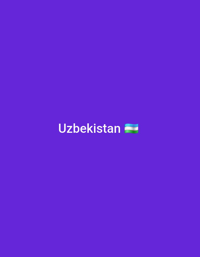 A plain purple background features the text "Uzbekistan" in white, followed by the Uzbek flag emoji. There are no people, objects, or environmental details present. The image does not provide any information about the city of Uychi, Uzbekistan.