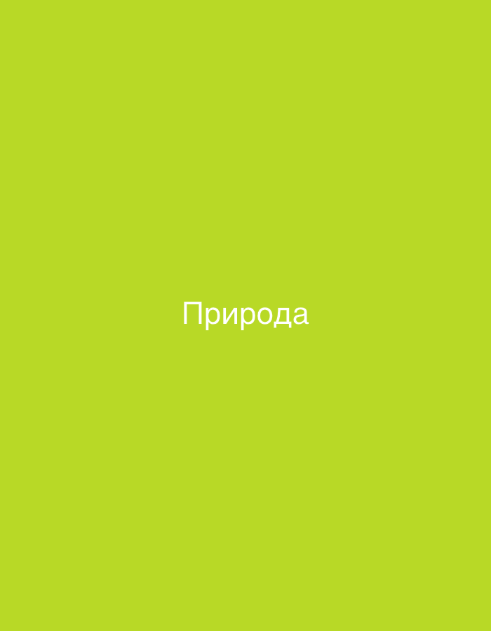 The image is a still, full-frame shot of a bright green background with the word "Природа" in white text centered horizontally and vertically. The text translates to "Nature" in English. There are no people, objects, or specific scene details visible beyond the text and the uniform green color. The time of day, weather, location cues, and emotions are not discernible from the image.