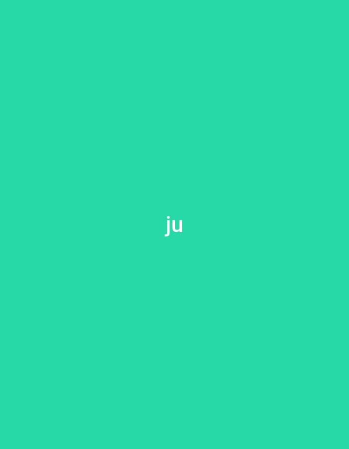 The image displays a uniform, solid teal-colored background. Centrally positioned on this background, the two-letter sequence "ju" is rendered in plain white, lowercase sans-serif text. There are no people, identifiable objects, actions, interactions, or specific environmental features depicted within the frame. The image provides no visual indicators or contextual clues to suggest a location in the city of Casablanca, Morocco, or any specific geographic setting.