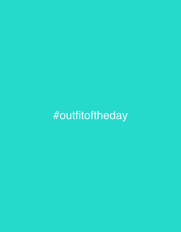 The image features the text "#outfitoftheday" in white against a solid turquoise background. There is no visible indication of location or environment, including Sukawati, Indonesia.