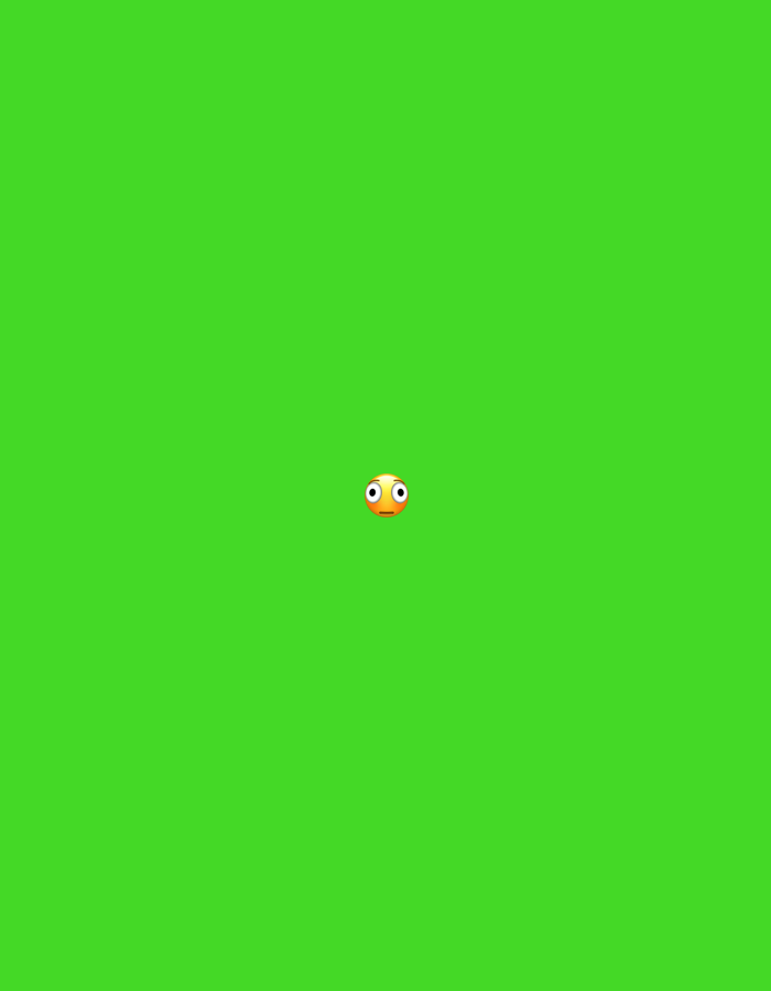 The image displays a single, small emoji positioned centrally against a vibrant, solid green background. The emoji is yellow-orange in color, featuring prominent wide white eyes with black pupils and a small, slightly open mouth, conveying an expression of surprise, astonishment, or mild shock. There are no other subjects, objects, or scene elements present. No activity or event is taking place, and the emoji remains static. The plain green background provides no environmental or location cues, nor any indication of time of day or weather. There is no visible text in the image.