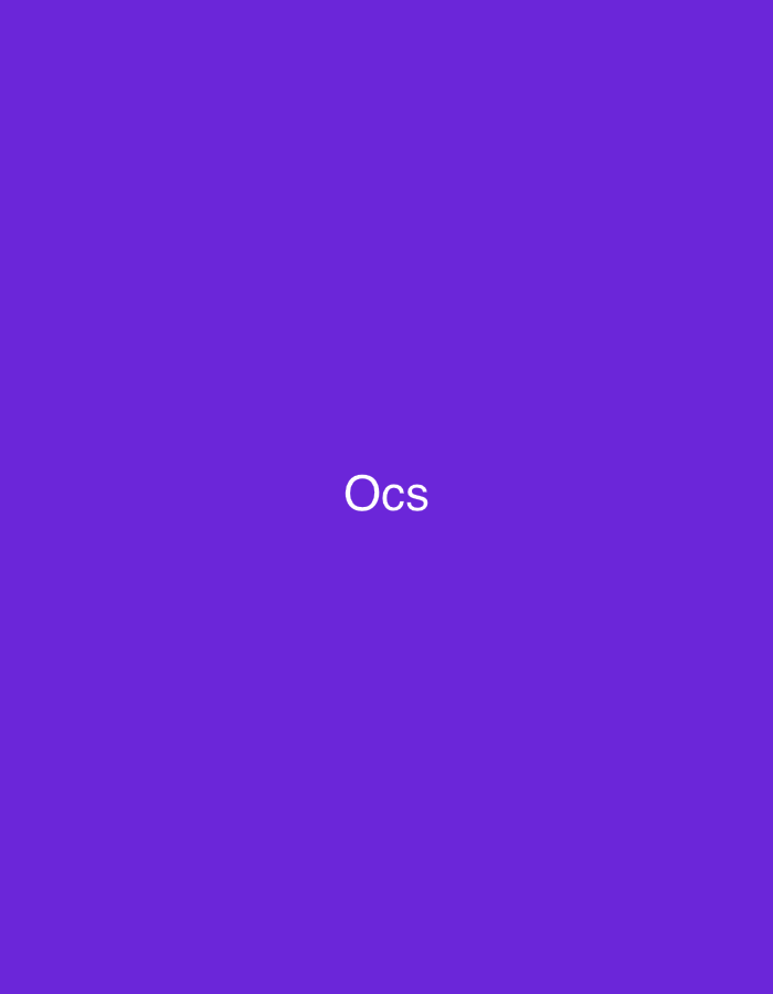 The image displays a uniform purple background with the white text "Ocs" centrally positioned. This scene is located in the city of Casablanca, Morocco.