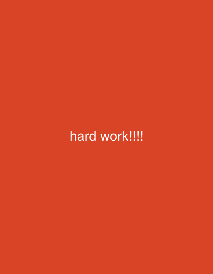 The image is a solid orange background with the white text "hard work!!!!" centered on the background. The location in Kurunduma, Nigeria is not depicted in the image.
