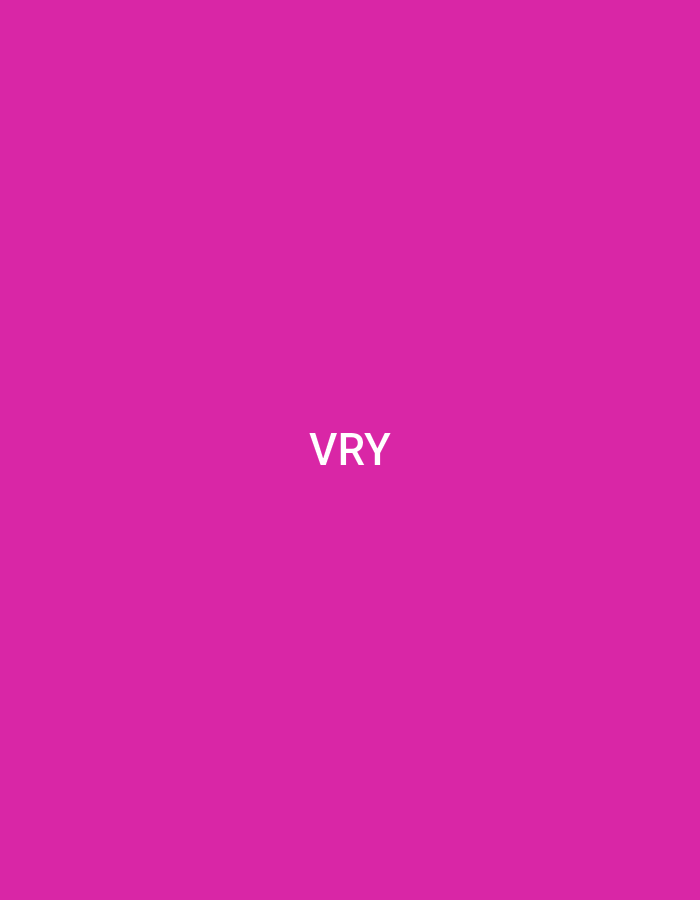 This image is a digitally rendered graphic featuring a solid, uniform magenta background. Centered within this field are three white, uppercase, sans-serif letters spelling "VRY". There are no discernible people, subjects, objects, actions, interactions, or environmental details present. The image does not contain any visual information to suggest a specific geographic location, including the city of Casablanca, Morocco.