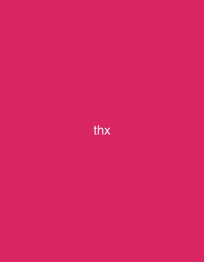 The media file is a plain image with a pink background. In the center of the image, the text "thx" is visible in a white, sans-serif font. There are no people, objects, or specific scene details to describe. The activity or event is not depicted. There are no discernible location cues, time of day, or weather information. The only notable detail is the visible text "thx".