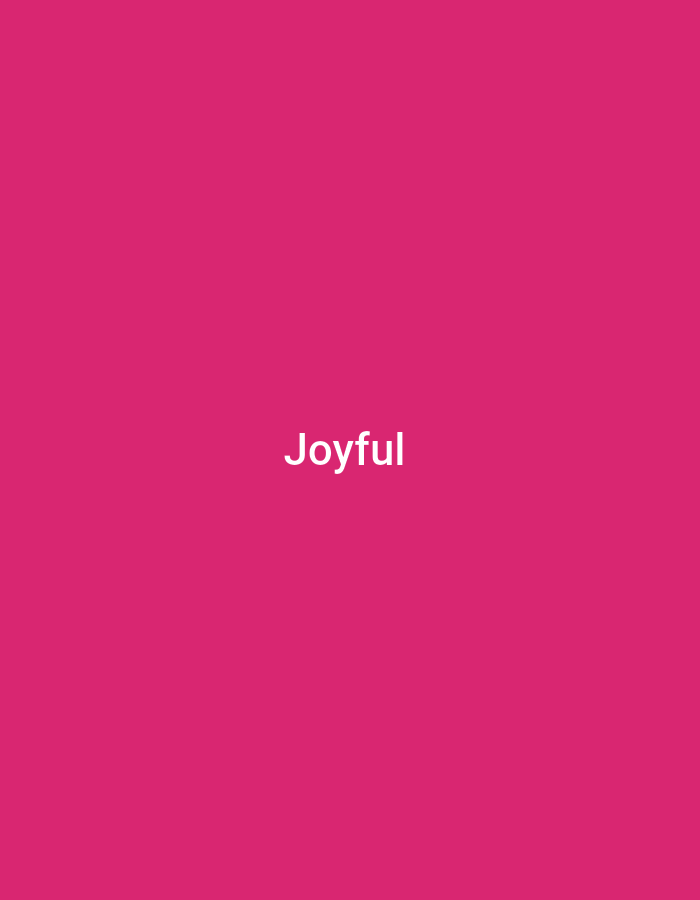 The image is a plain, solid magenta background. Centered horizontally and vertically within the image is the word "Joyful" written in white, sans-serif text. There are no other objects, people, or environmental details present in the image. The location in the city of Anilelerin, Nigeria, is not depicted in this image.