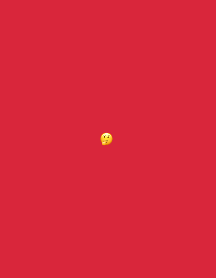 The image displays a solitary yellow thinking face emoji (🤔) positioned centrally against a uniform red background. The emoji features a yellow complexion, a slightly furrowed brow, an upward gaze, and an index finger resting on its chin, conveying contemplation. No other subjects, objects, or discernible elements are present within the frame. The scene is an abstract digital graphic and provides no visual information pertaining to a specific geographical location, city, or country; therefore, it does not depict a location in Santa Ana, Venezuela.