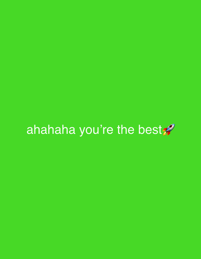 The image is a green background with the white text "ahahahaha you're the best" and a rocket emoji. There is no indication of the image being in Vozdovac Urban Municipality, Serbia.