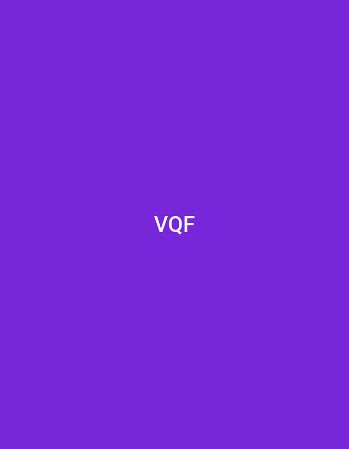 The image displays a solid, uniform purple background. Centrally positioned on this background are three white uppercase Latin characters: 'V', 'Q', and 'F'. There are no other discernible subjects, objects, people, actions, interactions, or environmental details present within the frame. The image does not contain any visual information to indicate a specific geographical location, including the city of Casablanca, Morocco.