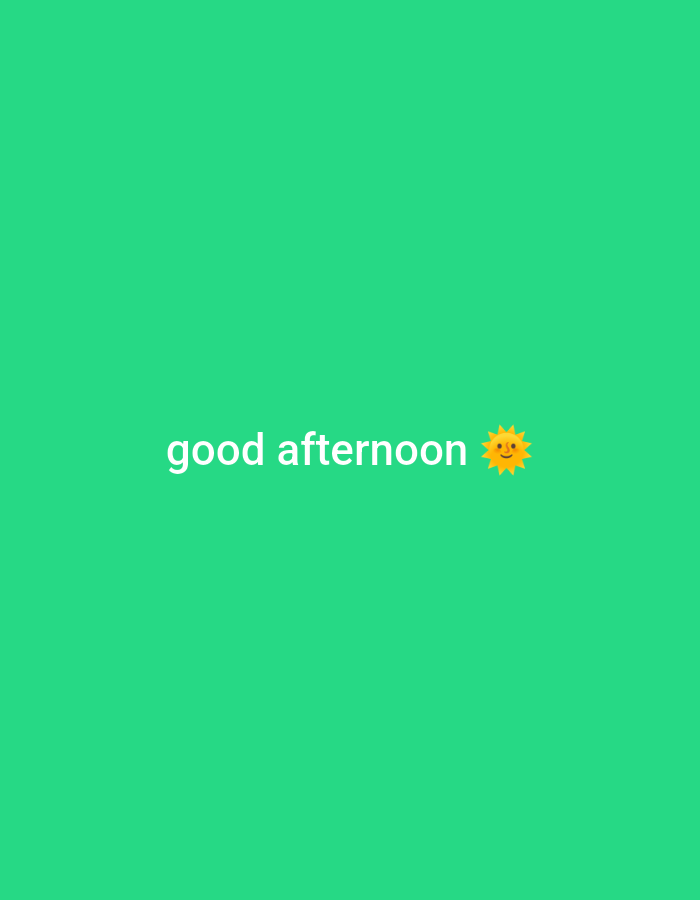 The image is a graphic design featuring the text "good afternoon" in white lettering, accompanied by a yellow sun emoji to the right of the text. The background is a solid, vibrant green. There are no people, buildings, or any other discernible elements that would indicate a specific location, including the city of Perm, Russia. The image appears to be a digital graphic or a screenshot from a social media platform.