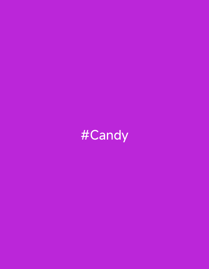 A solid purple background with the text "#Candy" in white in the center.