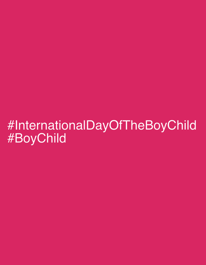 The image is a solid pink background with white text that reads "#InternationalDayOfTheBoyChild" and "#BoyChild" underneath. There is no evidence in the image to suggest the location is Nkpor, Nigeria or any other specific location.