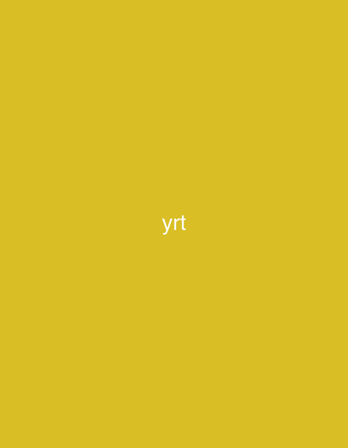 The image displays a solid mustard yellow background. Centered on this uniform background, the white text "yrt" is visible in a sans-serif font. There are no people, objects, or a discernible scene beyond the colored background and text. No activity or event is taking place. The image is devoid of any specific location cues, time of day, or weather details, providing an abstract and minimalist presentation. The provided context indicates the location is Vagharshapat, Armenia, but this is not visually represented in the image itself.