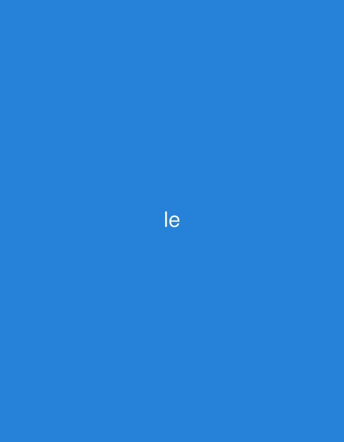 The image displays a plain, solid blue background. Centered horizontally and vertically on this blue field is the word "le" rendered in white, lowercase letters. There are no other visible subjects, objects, or discernible scenes. No activity or event is depicted. The image lacks any notable details such as time of day, weather conditions, or specific location cues; it appears to be a digital graphic rather than a photograph of a physical place in Ihtiman, Bulgaria. No emotions are conveyed by the minimalist composition.