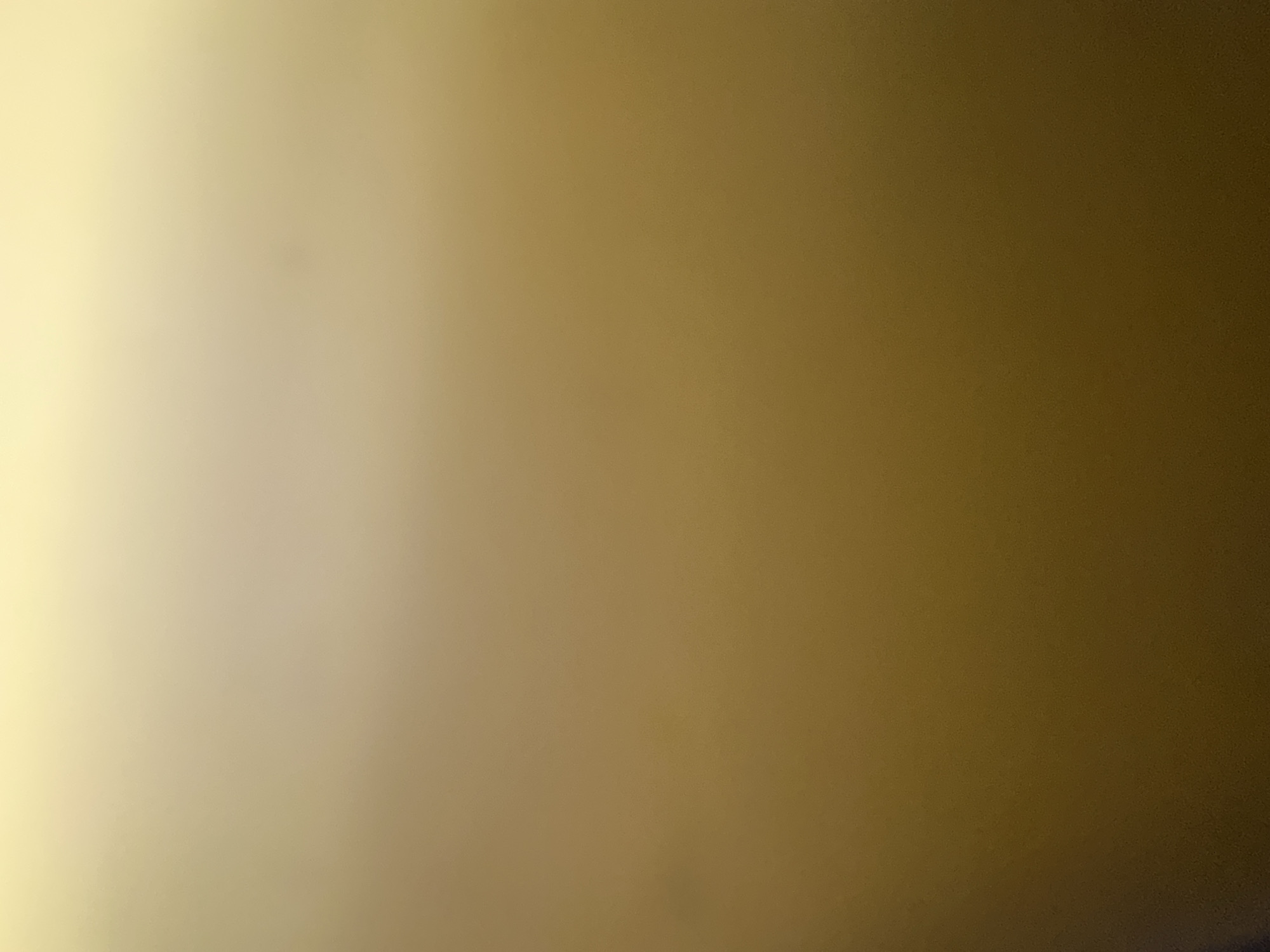 This is a digital photograph with a gradient of color, transitioning from a bright, yellowish-white on the left side to a deep, dark brown on the right. The image is out of focus and lacks clear subjects, objects, or a discernible scene. There are no people, identifiable objects, or environmental cues to suggest a specific location, time of day, or weather conditions. The color gradient may be a result of lighting conditions or a textured surface, but without sharper focus, it is impossible to determine. There is no visible text in the image.